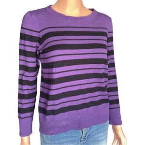 Liz Claiborne Purple and Black Striped Sweater